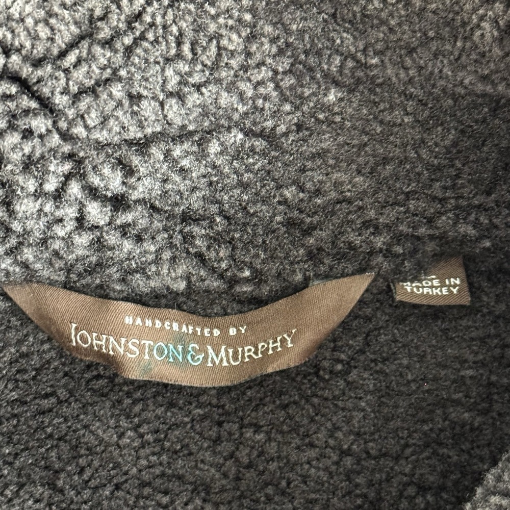 Johnston & Murphy Brown Leather Coat Sheep's Wool Lining Size Large - Picture 2 of 11